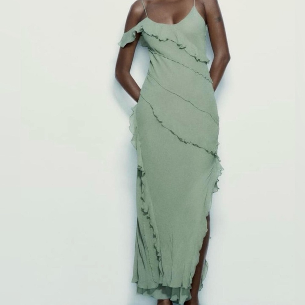 Long Zara dress, size S, color sea green.